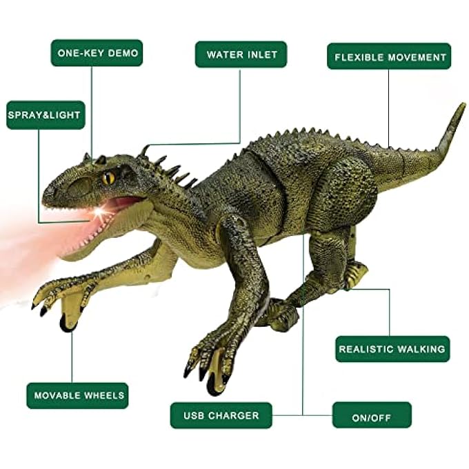 rayihni ديناصور تحكم عن بعد جراسيك تي ريكس ألعاب للأولاد إلكتروني RC رابتور رش مشي زئير تيرانوصور ريكس واقعي 18.1" هدية عيد ميلاد قابلة للشحن للأطفال البنات 3 4 5 6 7 - Image 4